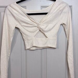 Arizona Jean Company Cream Twist back Crop Top women’s long sleeves small